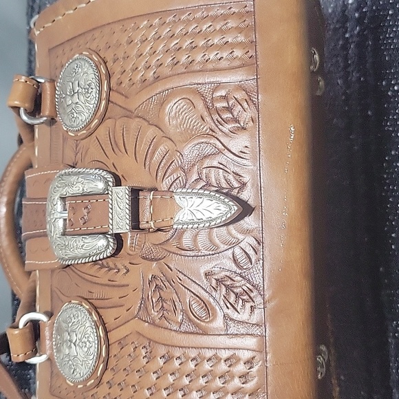 Western tooled leather doctor's bag type purse - Picture 7 of 7
